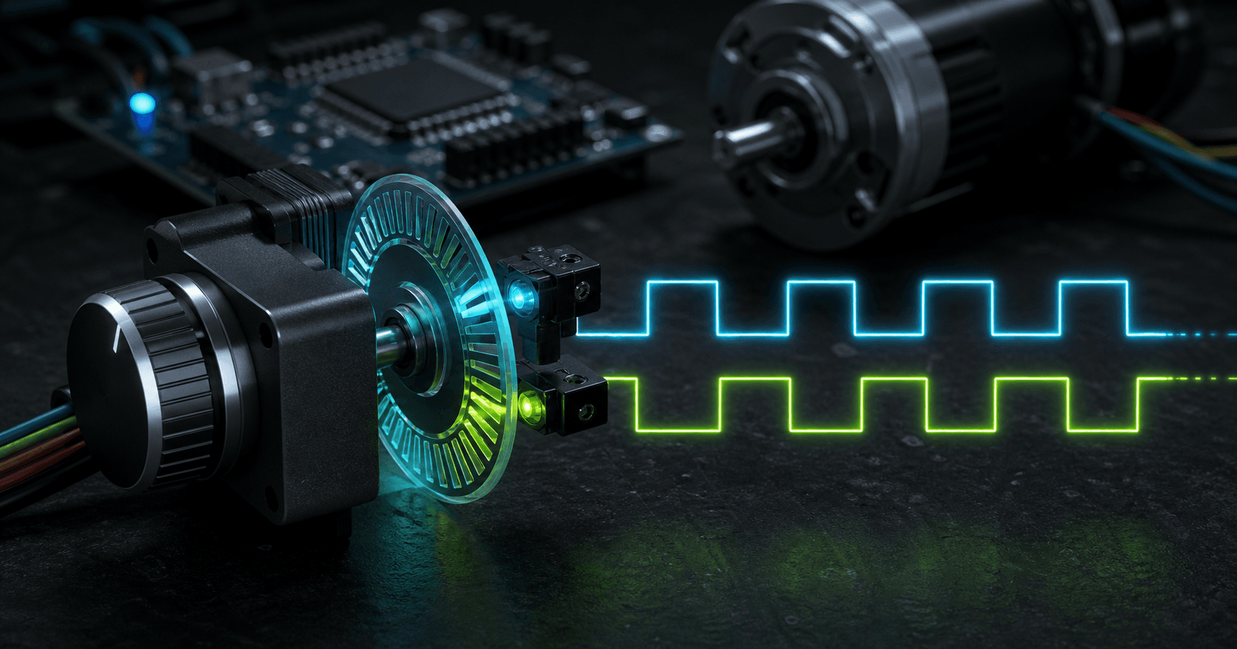 How Rotary Encoders Work annotated technical diagram