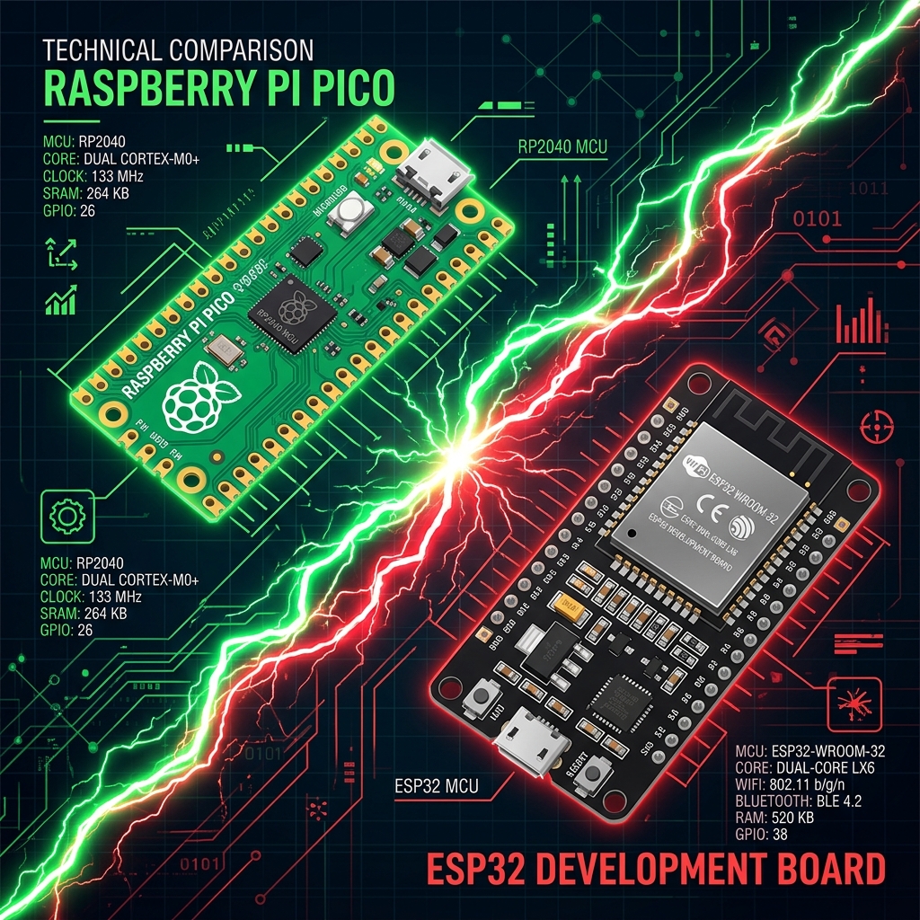 Raspberry Pi Pico vs ESP32: RP2040 vs Xtensa LX6 Dual-Core Battle